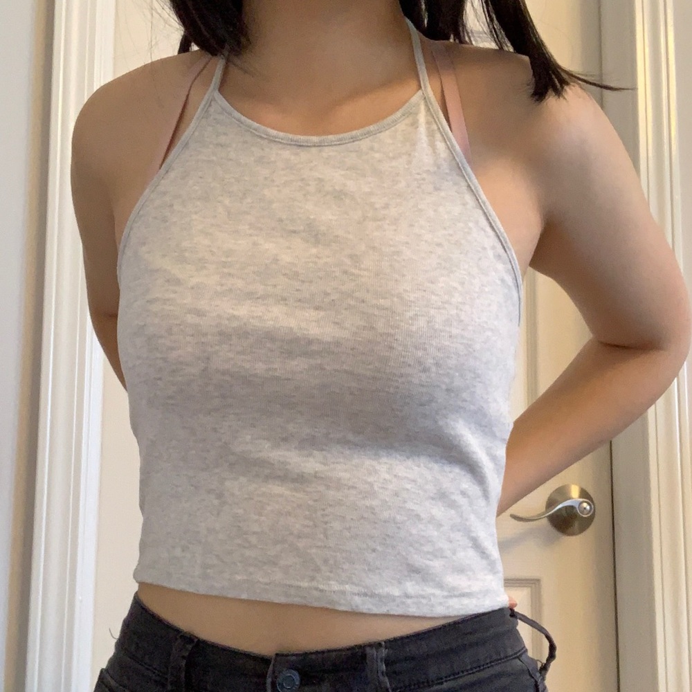 Light Gray Halter Tank Top from Brandy Melville